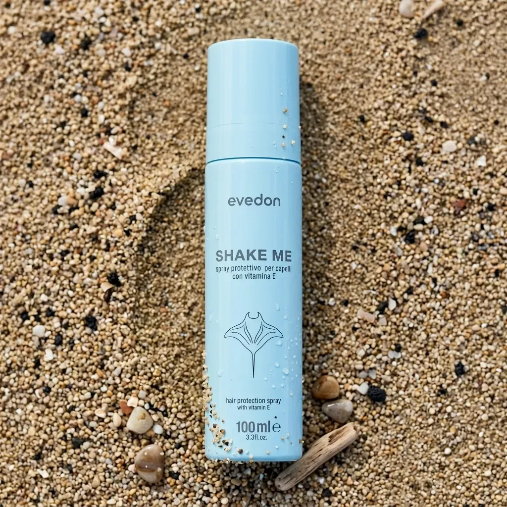 SHAKE ME sulla sabbia — spray protettivo per capelli